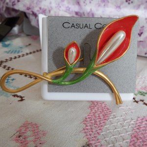 NWT Vintage Casual Corner Brooch Pin Flower Beautiful